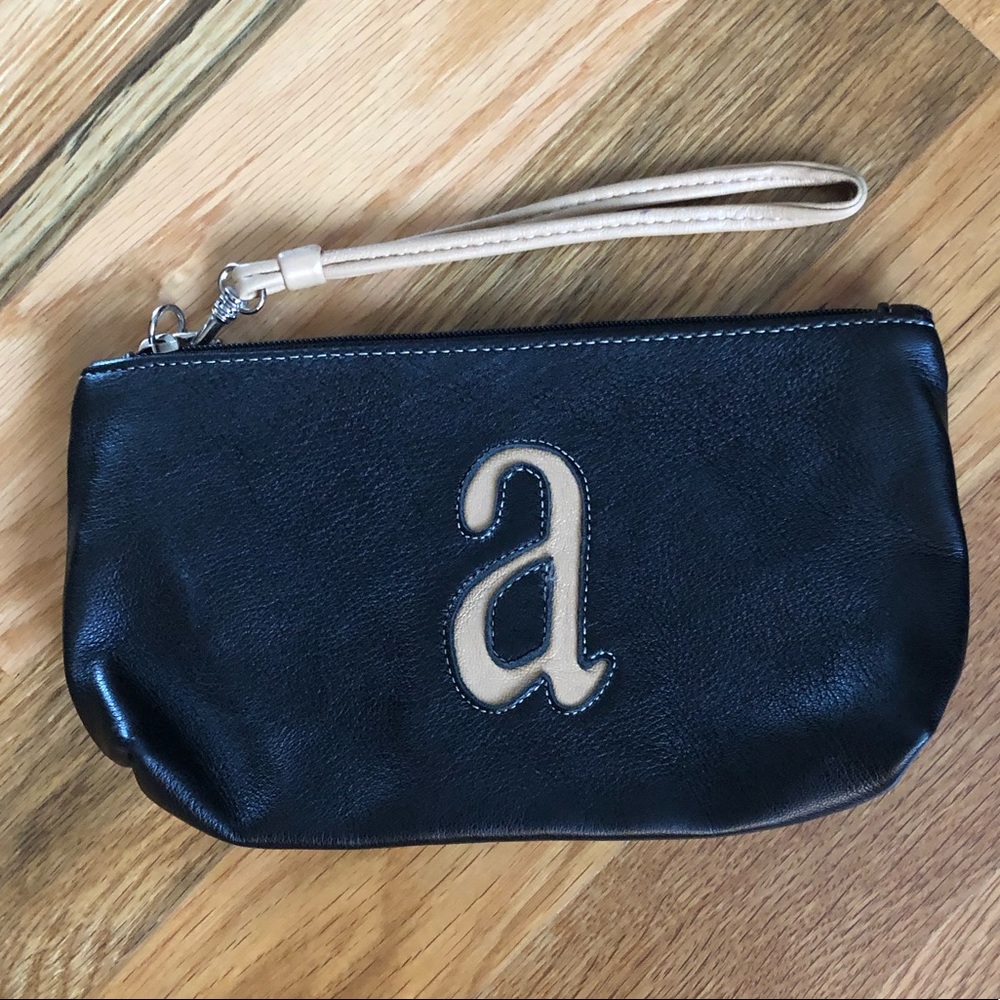 Wristlet in Black/Brown Leather